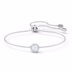 Swarovski Angelic Bracelet with Clear Crystals on a Rhodium Plated Chain with a Bolo Style Adjustable Closure