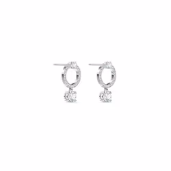 Swarovski Attract Hoop Earrings, Circle, White, Rhodium Plated