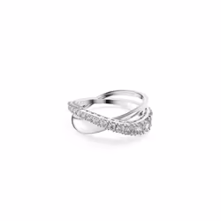 Swarovski Womens Twist Rows Ring  White crystal Stones in a Spiral Des