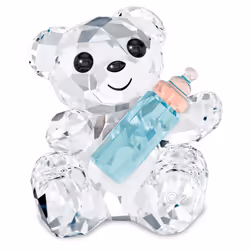 SWAROVSKI My Little Kris Bear Baby Figurine Clear Crystal with Blue and Pink Bottle Part of The My Little Kris Bear Collect ...