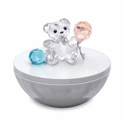 SWAROVSKI My Little Kris Bear Decorative Box  clear Swarovski crystal with Blue and Pink Accents  Part of the Swarovski My Li ...