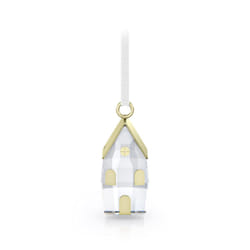 Swarovski Holiday Magic Winter Village Ornament  Clear Swarovski Crystals and Champagne Gold Tone Metal Accents on CreamWhite Velvet Ribbon  Part of t