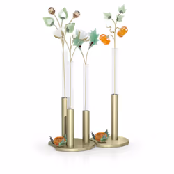 SWAROVSKI Garden Tales Holly Leaves Figurine  Green and Red Crystals and Brushed Champagne Gold Tone-Finish Stem  Part of The Garden Tales Collection