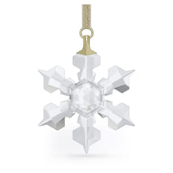 Swarovski's Little Snowflake Hanging Ornament  Clear White Crystals and Gold-Tone Ribbon  Part of the Little Snowflake Collection