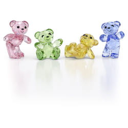 SWAROVSKI Kris Bear 30th Anniversary Figurine Set  4 Small Bears in Pink  Green  Yellow and Blue Crystal  Part of The Kris Bear Collection