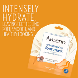 Aveeno Repairing CICA Foot Mask & Hand Mask with Prebiotic Oat and Shea Butter  for Extra Dry Skin  1 ea