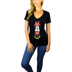 Disney Womens Minnie Mouse V-Neck Tee (Black  Small)