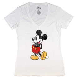 Disney Womens Mickey Mouse Stand V-Neck Tee (as1  Alpha  m  Regular  R