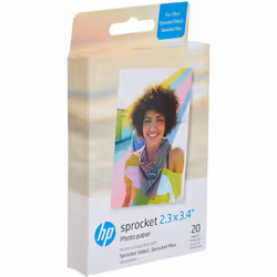 HP 2FR23A 2.3 x 3.4" Premium Zink Photo Paper (20 Sheets) Compatible with Sprocket Select and Plus.