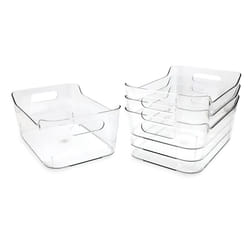 Isaac Jacobs 4Pack Small Clear Storage Bins 94    x 67    x 41    w Handles  Plastic Box Set  Home  Office  Fridge  Freez