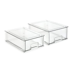 Isaac Jacobs Stackable Organizer Drawer Set (1 Medium  1 Large)  Clear