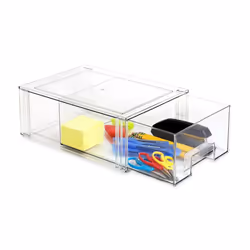 Isaac Jacobs Stackable Organizer Drawer Set (1 Medium  1 Large)  Clear