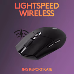 Logitech G305 LIGHTSPEED Wireless Gaming Mouse, HERO 12K Sensor, 12,000 DPI, Lightweight, 6 Programmable Buttons, 250h Battery Life, On-Board Memory,
