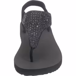 Skechers womens Meditation - Rock Crown Flat Sandal  Black/Black  7 US