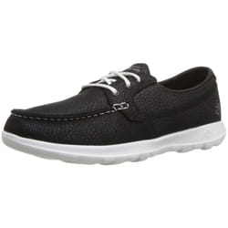 Skechers womens Go Walk Lite - Eclipse Boat Shoe, Black/White, 8 US