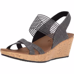 Skechers womens Beverlee - High Tea Wedge Sandal Black 9.5 M US