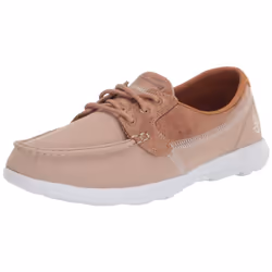Skechers Women's GO Walk LITE-Coral Boat Shoe  Natural  8.5 Wide