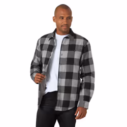 Wrangler Authentics Men's Long Sleeve Sherpa Lined Shirt Jacket, Grey Buffalo, Large