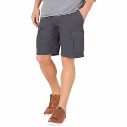 WRANGLER Mens Cargo Shorts Relax Fit Casual Cotton Stretch Knee Tech Pocket Golf - Dark Grey, W34