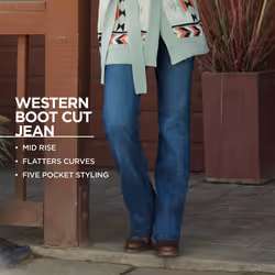 Wrangler Women's Western Mid Rise Stretch Boot Cut Jean  Helen  3-34