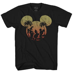 Disney Mickey Mouse Donald Duck Goofy Sunset Disneyland World Funny Mens Adult Graphic Tee T-Shirt (Large Black)