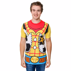 Toy Story Sheriff Woody Cowboy Costume Adult T-Shirt(XXL  Yellow)