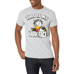 Disney Mens Donald Duck Happy Face TShirt  Heather Gray  Small
