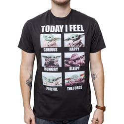 Star Wars The Mandalorian The Child Baby Yoda Today I Feel T-Shirt(Black Small)