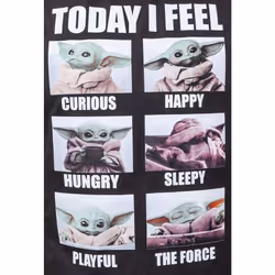 Star Wars The Mandalorian The Child Baby Yoda Today I Feel T-Shirt(Black Small)