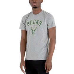 New Era Mens Milwaukee Bucks Team Logo Crew Neck T-Shirt Top Tee - Grey - 4XL, Grey