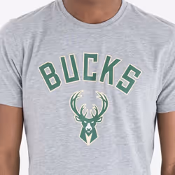 New Era Mens Milwaukee Bucks Team Logo Crew Neck T-Shirt Top Tee - Grey - 4XL, Grey