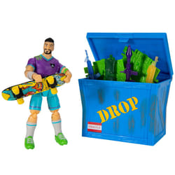 FORTNITE Solo Mode Figure and Supply Crate Collectible Accessory Set Bundle - Features 4  Midfield Maestro  Supply Crate  Back Board (Sweaty) Back Bli