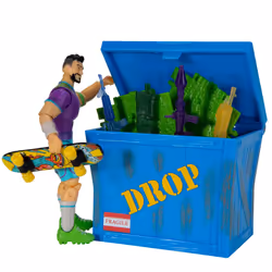 FORTNITE Solo Mode Figure and Supply Crate Collectible Accessory Set Bundle - Features 4  Midfield Maestro  Supply Crate  Back Board (Sweaty) Back Bli