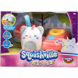 Squishville by Squishmallows SQM0069 Room Set, Picnic, Mini-Squishmallow and 2 Plush Accessories, Marshmallow-Soft Animals, Toys