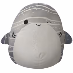 Squishmallows Original 14-Inch Sachie Grey Striped Whale Shark with Wh