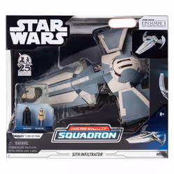 Star Wars Micro Galaxy Squadron Sith Infiltrator - 10-Inch Vehicle with 2.5-Inch Speeder with Stand Plus Two 1-Inch Micro Fig ...