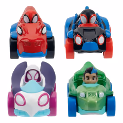 MARVEL Spidey and His Amazing Friends Amazing Metals 4 Pack - Four 3-Inch Die-Cast Dino-Webs Vehicles with Built-in-Character ...