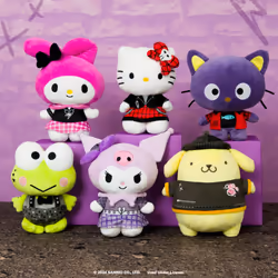 Hello Kitty and Friends Series 2  Hello Kitty Red Punks Plush - Officially Licensed Sanrio Product from Jazwares - Ages 6+