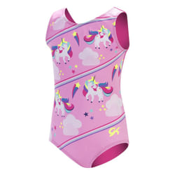 GK Stars Gymnastics & Dance Leotard for Girls and Toddlers - Activewear One Piece Outfit in Fun Colorful Prints (Child Large, Unicorn Dreams)