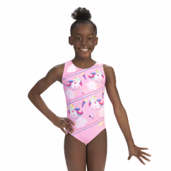 GK Stars Gymnastics & Dance Leotard for Girls and Toddlers - Activewear One Piece Outfit in Fun Colorful Prints (Child Large, Unicorn Dreams)