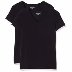 Amazon Essentials Women's Classic-Fit Short-Sleeve V-Neck T-Shirt  Pack of 2  Black  XX-Large