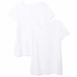 Amazon Essentials Women's Classic-Fit Short-Sleeve V-Neck T-Shirt  Pack of 2  White  X-Small