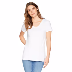 Amazon Essentials Women's Classic-Fit Short-Sleeve V-Neck T-Shirt  Pack of 2  White  X-Small