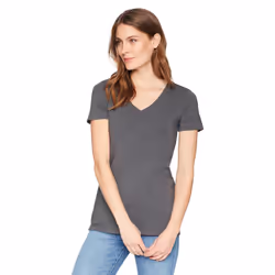 Women's Classic-Fit Short-Sleeve V-Neck T-Shirt, Pack of 2, Charcoal Heather, X-Large