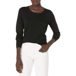 Amazon Essentials Women's Long-Sleeve Lightweight Crewneck Sweater Available in Plus Size  Black  Small