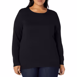 Amazon Essentials Women's Long-Sleeve Lightweight Crewneck Sweater Available in Plus Size  Black  Small