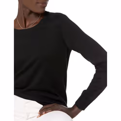 Amazon Essentials Women's Long-Sleeve Lightweight Crewneck Sweater Available in Plus Size  Black  Large