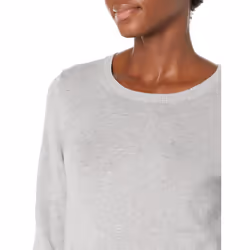 Amazon Essentials Women's Long-Sleeve Lightweight Crewneck Sweater (Available in Plus Size)  Light Grey Heather  Large
