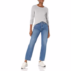 Amazon Essentials Women's Long-Sleeve Lightweight Crewneck Sweater (Available in Plus Size)  Light Grey Heather  Large