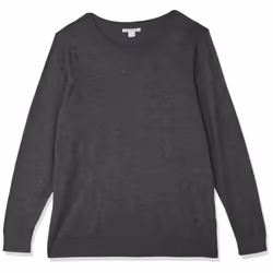 Amazon Essentials Women's Long-Sleeve Lightweight Crewneck Sweater Available in Plus Size  Charcoal Heather  Medium